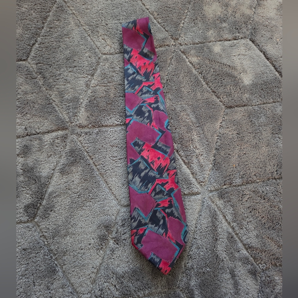 Mens Vintage 100% Silk Multicolor Tie Career Office Party Special Occasion